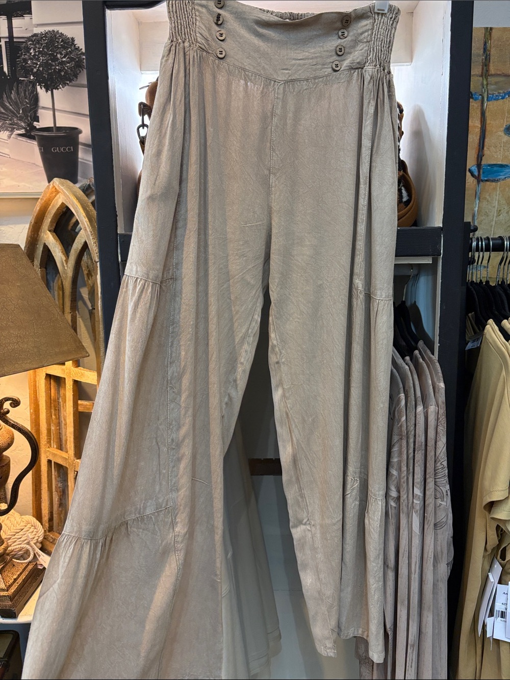 High-Waist Wide-Leg Pants in Taupe